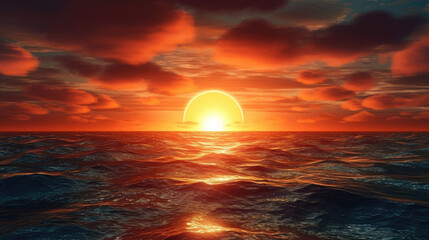 sunset over the ocean by AI