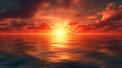 Naklejka na ściany i meble sunset over the ocean by AI