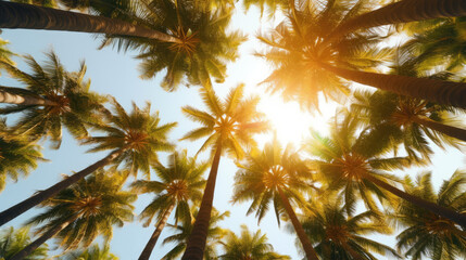 Fototapeta na wymiar palm tree and sun by AI