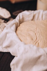 Closeup of dough in blurred background