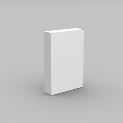 White cardboard box mockup for product branding on clean background. 3D render
