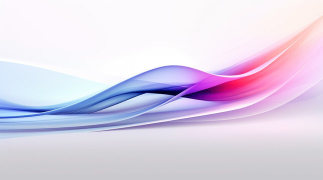 Abstract background with translucent neon colored waves on white background. Generative AI