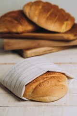 Closeup of baked bread