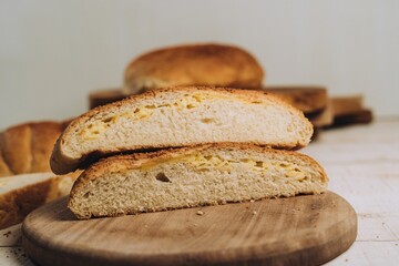 Closeup of baked bread
