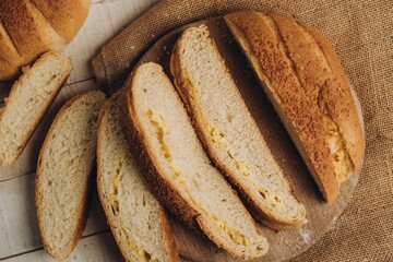 Closeup of baked bread