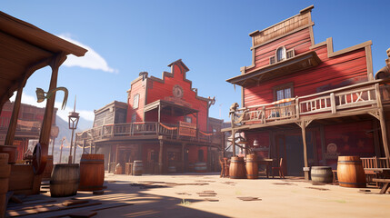 wild west town wallpaper, ai generated image