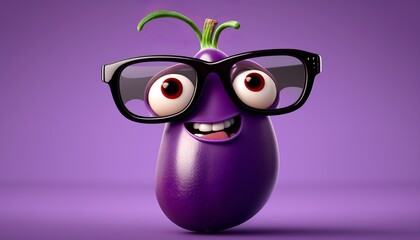 a cute purple funny eggplant