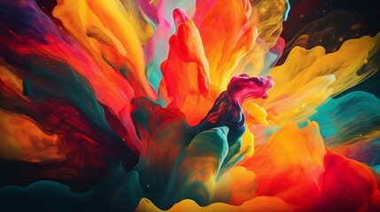 Abstract Image displaying bright striking colors. Created using Generative AI.