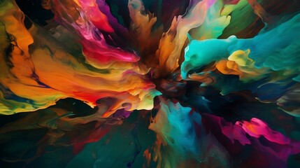 Abstract Image displaying bright striking colors. Created using Generative AI.