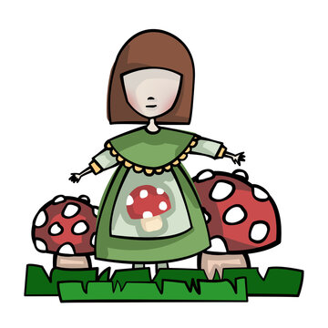 M&auml;dchen mit Fliegenpilzen