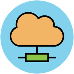 Trendy circular icon of cloud computing