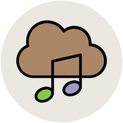 Trendy circular icon of cloud computing