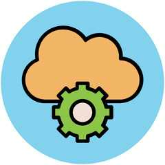 Trendy circular icon of cloud computing