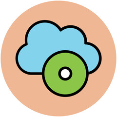 Trendy circular icon of cloud computing