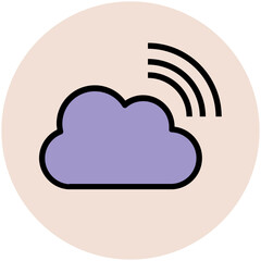 Trendy circular icon of cloud computing