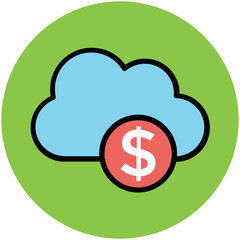 Trendy circular icon of cloud server  