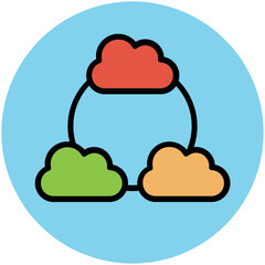 Trendy circular icon of cloud server  
