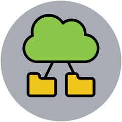 Trendy circular icon of cloud server  