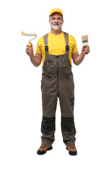 full lenght of a mature friendly painter. Isolated on transparent © opolja