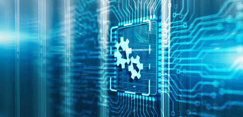 Inscription INTEGRATION on 3d Electronic Circuit Board Chip