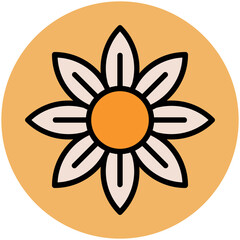 Blooming flower flat circular icon 