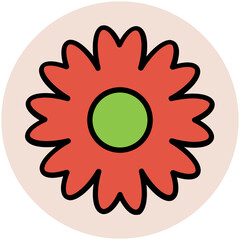 Blooming flower flat circular icon 