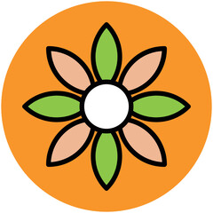 Blooming flower flat circular icon 