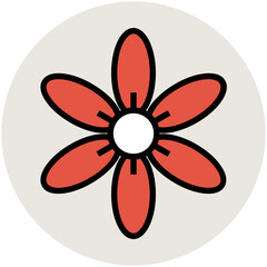 Blooming flower flat circular icon 