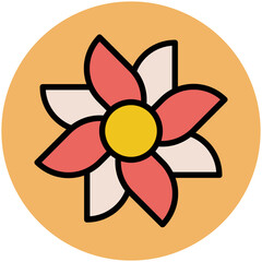 Blooming flower flat circular icon 