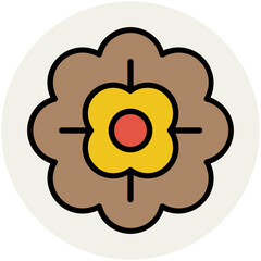 Blooming flower flat circular icon 
