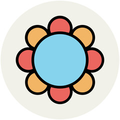 Fototapeta na wymiar Blooming flower flat circular icon 