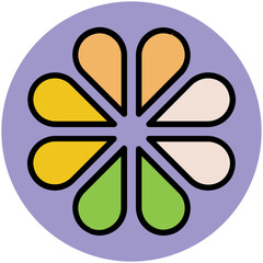 Blooming flower flat circular icon 