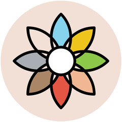 Blooming flower flat circular icon 