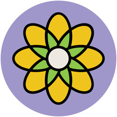 Obraz premium Blooming flower flat circular icon 