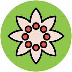 Blooming flower flat circular icon 