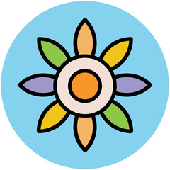 Blooming flower flat circular icon 