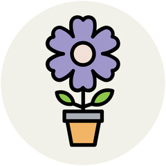 Blooming flower flat circular icon 