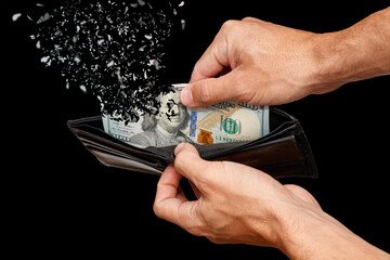 Inflation or loss of Money Dollars vanishing into nothing