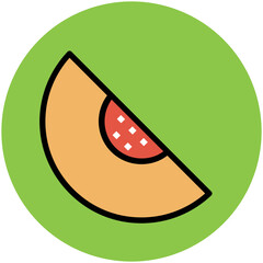 Flat circular icon of lemon slice 