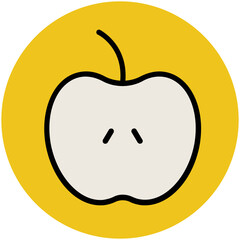 Colored flat circular icon of apple 