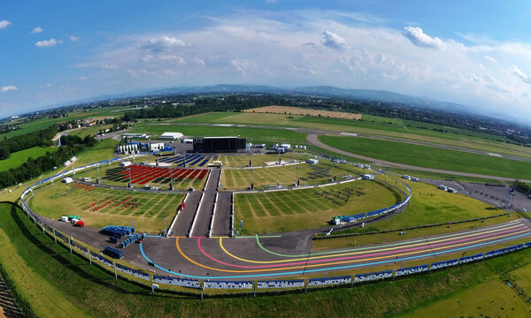Aerial view of the RCF Campovolo arena in Reggio Emilia, Emilia Romagna, Italy
