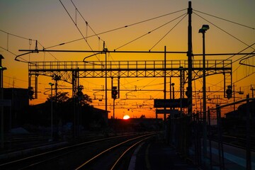 Beautiful shot of a train station during the sunset in Rome