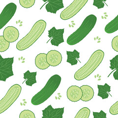 Green cucumbers. Seamless cucumber Pattern