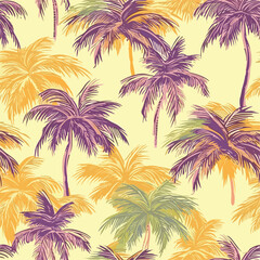 Fototapeta na wymiar Seamless Colorful Hawaii Palms Pattern.Seamless pattern of Hawaii Palms in colorful style. Add color to your digital project with our pattern!