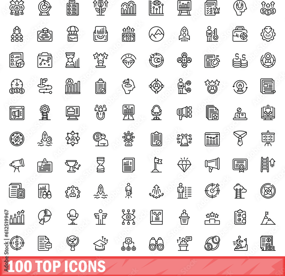 Wall mural 100 top icons set. outline illustration of 100 top icons vector set isolated on white background