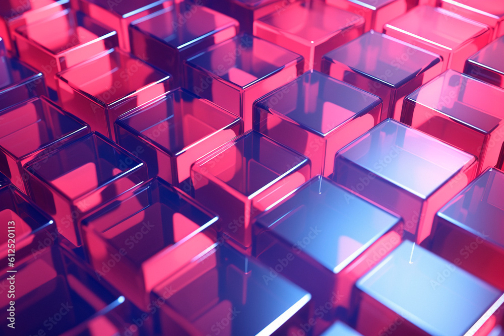 Wall mural modern digital abstract 3d cubes background. generative ai edited