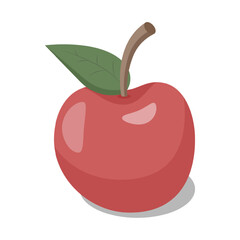 Vector red apple icon. Isolated vector illustration, color drawing symbol.