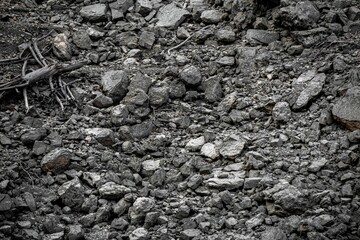 Closeup of rocks on ground