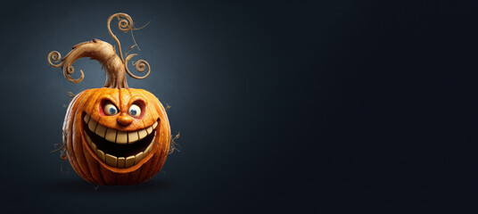 Creepy Jack O Lantern Banner  for Halloween with Space for Copy. Generative AI