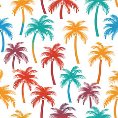 Fototapeta na wymiar Seamless Colorful Hawaii Palms Pattern.Seamless pattern of Hawaii Palms in colorful style. Add color to your digital project with our pattern!